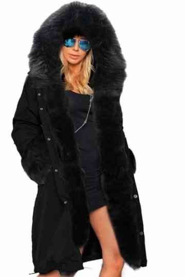 manteau noir femme a capuche